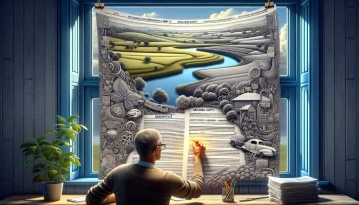 Person reading rental agreement, highlighting key terms, rural landscape visible.
