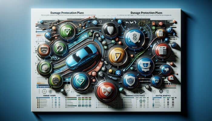 A comparison chart of rental companies' damage protection plans, showing coverage, pricing, and benefits.
